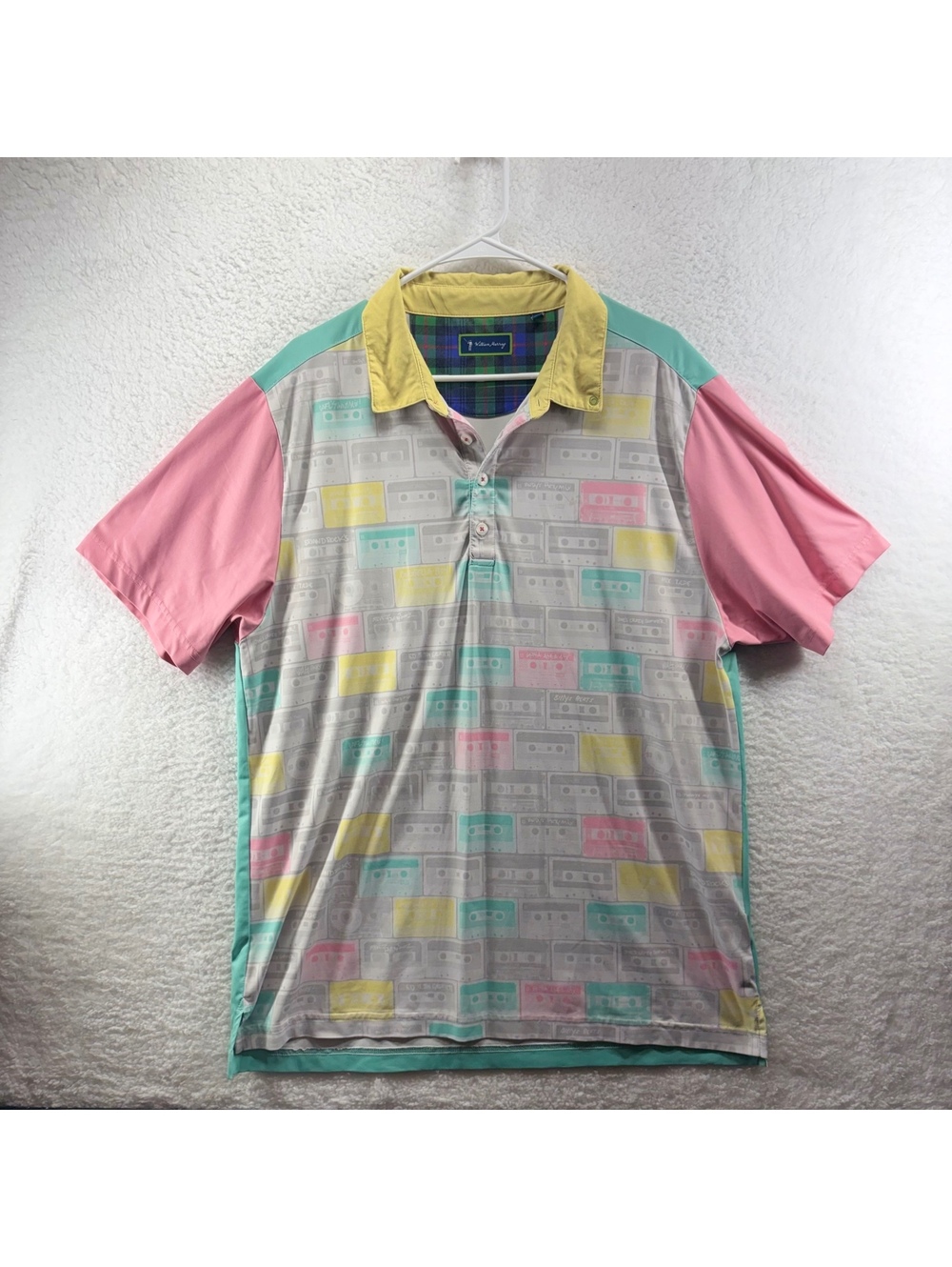 William Murray Performance Golf Polo Shirt Cassette Mixtape Mens L Retro Pastel